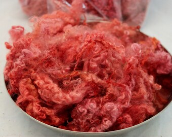 Blue Faced Leicester Locks, Coral BFL Locks, Corals Felting Wool , Coral locks, Needle Felting Wool #896