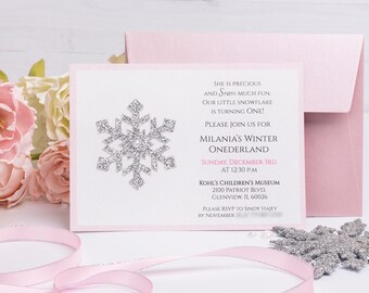Winter Onederland Invitation, Onederland, 1st Birthday, Winter Wonderland Party, First Birthday, Pink and Silver Invitation, Custom Birthday