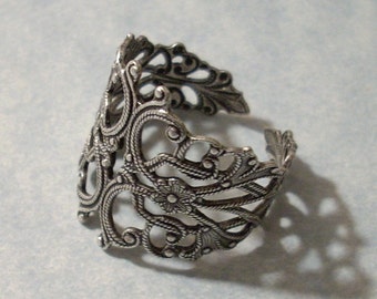 Adjustable Silver Filigree Ring, Silver Ring