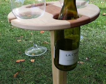 Folding picnic wine table