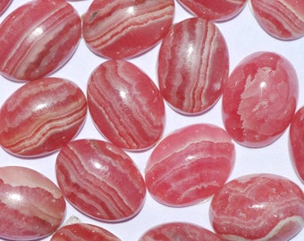 One Piece Oval Rhodochrosite Cabochon, deep pink and white, excellent polish, 16 x 12 mm