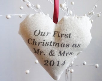 Our first Christmas Ornament, personalized Christmas ornament, custom ornament, rustic first Christmas ornament, first married ornament