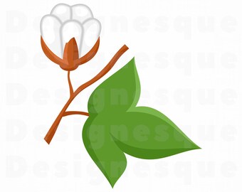Cotton Branch SVG, Cotton SVG, Cotton Branch Clipart, Cotton Branch Files for Cricut, Cut Files For Silhouette, Dxf, Png, Eps, Cotton Vector