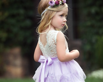 Flower girl dress lavender, Flower girl dresses, lace flower girl dress, flower girl dress tulle, lilac flower girl dress,rustic flower girl