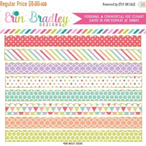80% OFF SALE Sugar Borders Clipart Patterned Clip Art Graphics Digital Scrapbooking Elements with Polka Dots Stripes & Triangles