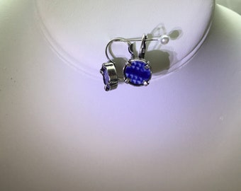 Broken blue willow earrings