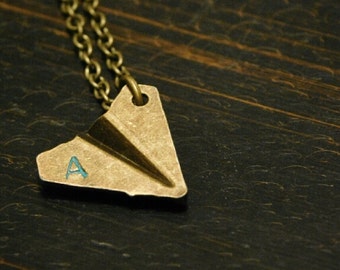 Paper Airplane Initial Necklace