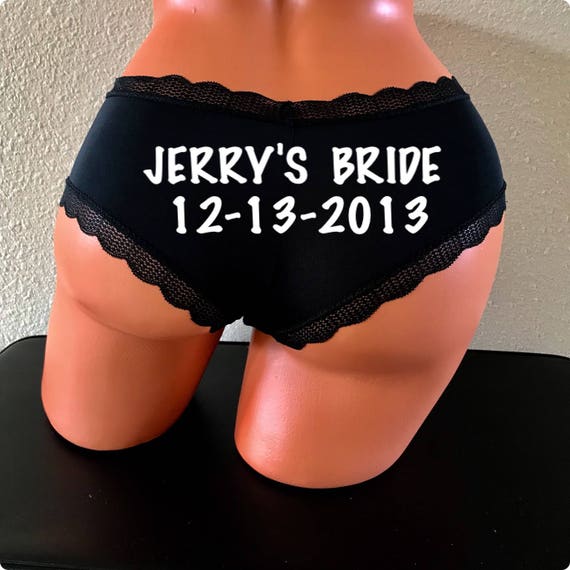 Personalized Who's {Grooms Name} Bride with Date black cheeky panty