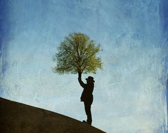 Surreal art print, fantasy photo, dreamscapes, man and tree, abstract photography, The End of The World