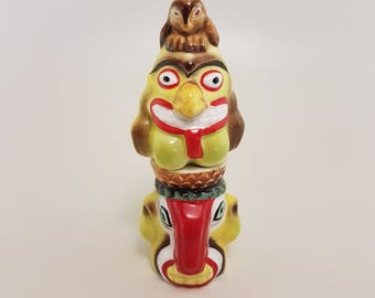 Tiki Tiki Salt and Pepper Shaker Set | Vintage Totem Pole Salt and Pepper, Kitschy Salt Pepper, Owl Totem Pole, Stackible Shakers