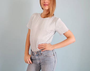 Sky Blue 90s Textured Satin Tee