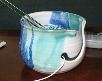 Yarn Bowl in our Ocean Breeze Glaze