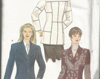 ON SALE 1990s Below Hip Jacket Princess Seams Decorative Stitching Vogue 9075 Uncut FF Sizes 14-16-18 Bust 36-38-40 Women's Vintage Sewing P