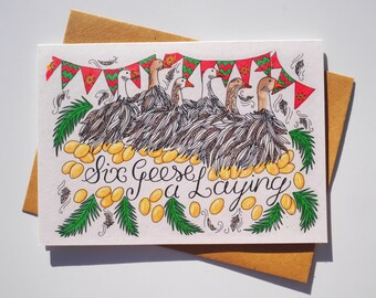 Six Geese a Laying Christmas card