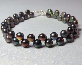 Dancing Freshwater Pearls. Luxurious Pearl Bracelet With Sterling Silver Clasp.