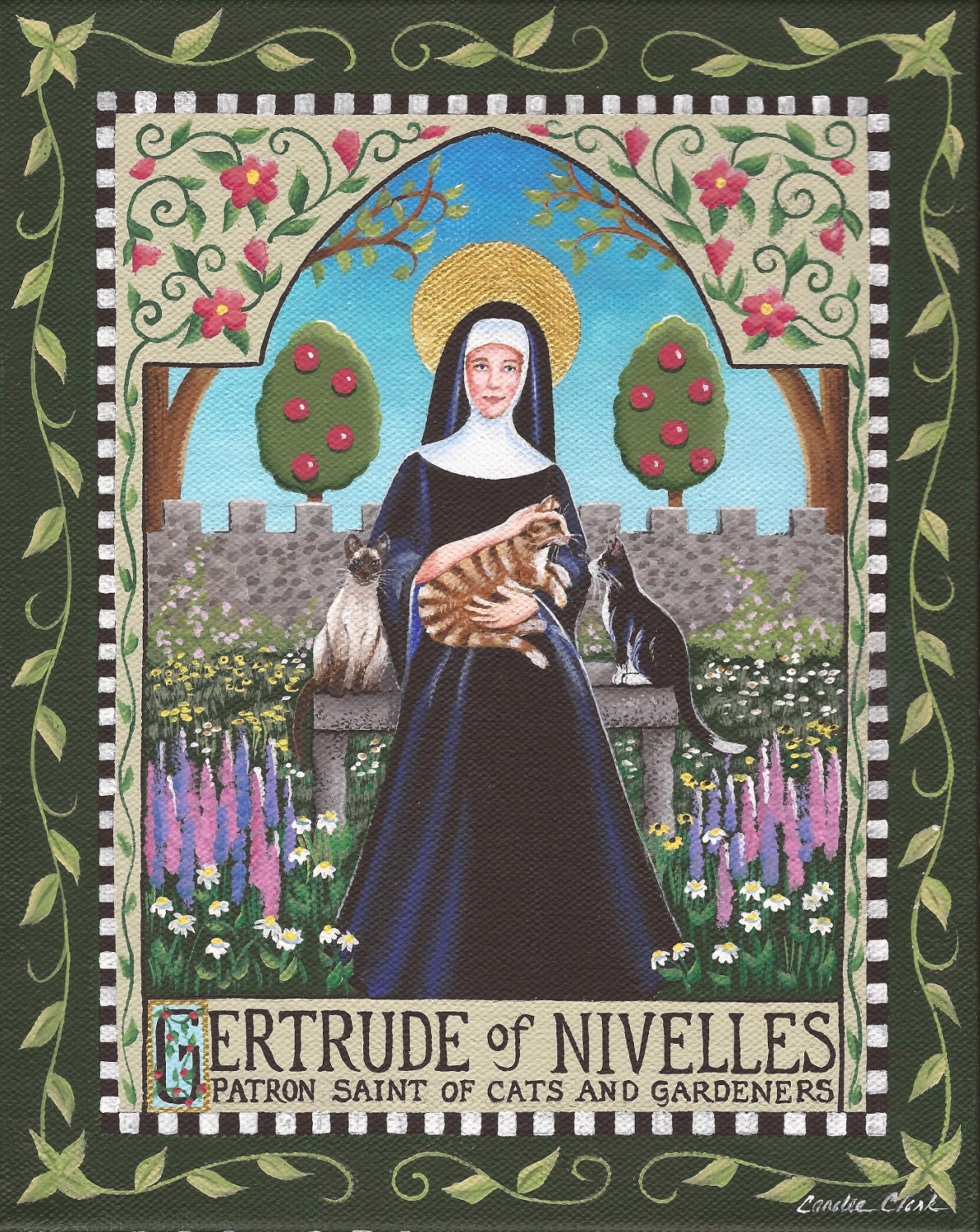 Saint Gertrude 8 x 10 Print of Original Acrylic Painting by