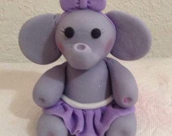 Girl Elephant Fondant Cake Topper
