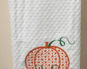 Pumpkin embroidery kitchen towel
