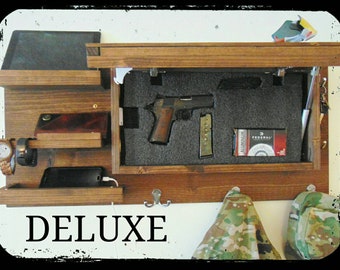 Last day sale Choose color Deluxe hidden gun storage compartment coat key rack organizer concealment hanger shelf phone charging station