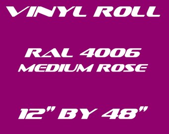 Medium Intensity Pink / Rose - RAL 4006 - Gloss Vinyl Roll - 5 Year Durability Indoors or Outdoors - 75 Microns