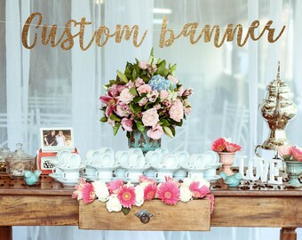 Custom banner, gold banner, baby shower banner, party banner, custom party banner, personalized banner, custom sign, personalized name