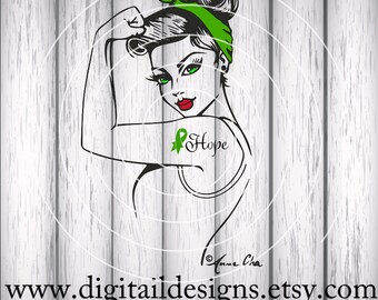 Official Girl Power SVG - eps - ai - dxf - Cut file - Silhouette - Cricut - Hope SVG - Cancer Survivor SVG - Rosie the Riveter - Awareness