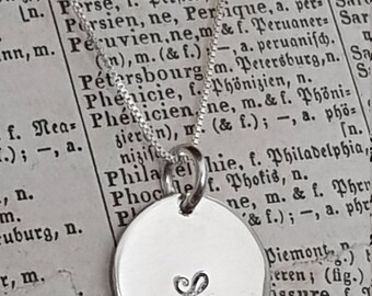 Personalized Silver Chain Necklace, Charmed Necklace, Initial Charm, Stamped Monogram, Handmade, Tag Charm, Silver Jewelry, Venexia Jewelry