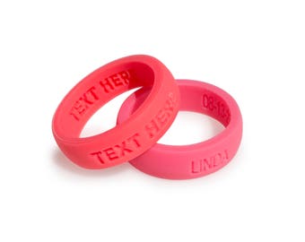 2 Ring Set! - Bundle deal Personalized Silicone Wedding Ring Band Anniversary Gift for Men & Women couples gift Custom silicone Ring fit