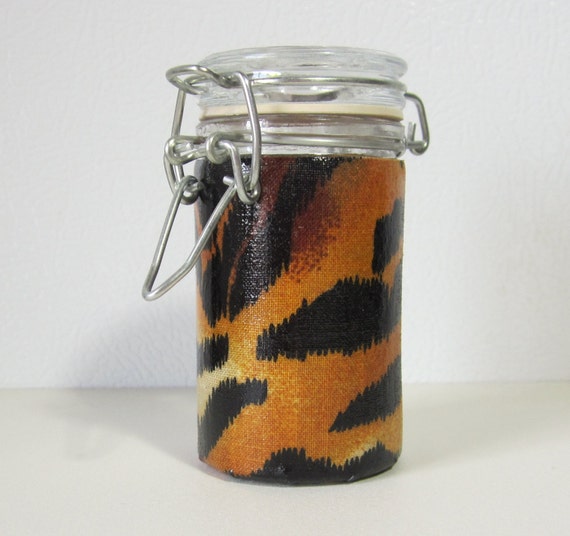 Small Glass Stash Jar LatchTop Jar Tiger Stripes