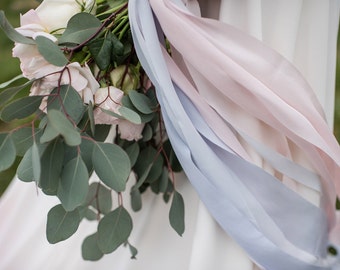 Pantone 2016 color of the year Rose Quartz and Serenity hand-dyed silk ribbon