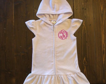 Monogrammed Girls Hooded Swim Cover Up
