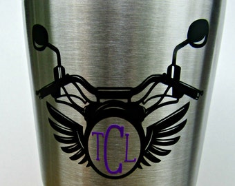 Motorcycle Monogram DIY Vinyl Yeti Decal Harley Monogram Laptop Sticker, Water Bottle, Personalized Gift Shirt Iron On