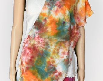 Infinity Scarf-Cotton Jersey Scarf-Tie Dye Scarf-Teal, Orange, Gold, Terracotta, Fall Colors