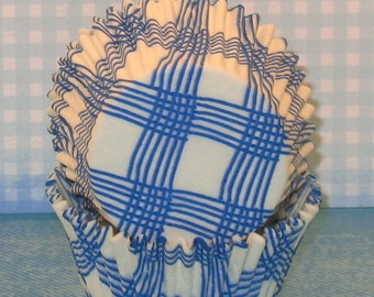 Blue Country Plaid Cupcake Liners (Qty 45)