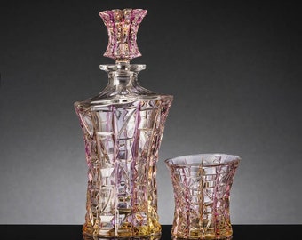 Set crystal Patriot whisky Bottle and six tumblers Chiarte