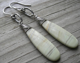 Lodolite Sterling Silver Link Wire Wrapped Earrings