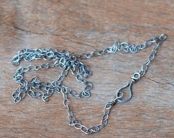 Oxidized Sterling Silver Chain with Handmade Clasp