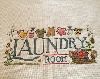 Laundry Room completed cross stitch