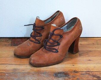 70s Brown Leather Heels - 7 / 37