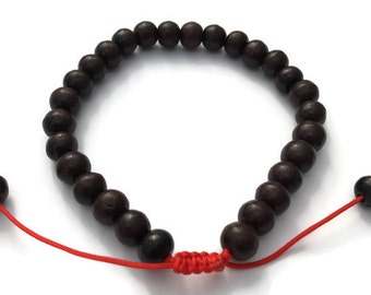 Tibetan Dark Rosewood Beads Adjustable Wrist Mala Bracelet