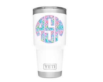 Lilly Pulitzer Inspired Two Layer Color Vinyl Monogram Decal | Lily Pulitzer Monogram Decal | Yeti Stickers | Yeti Cup Decal
