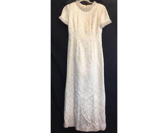 1960's jacquard beaded evening gown