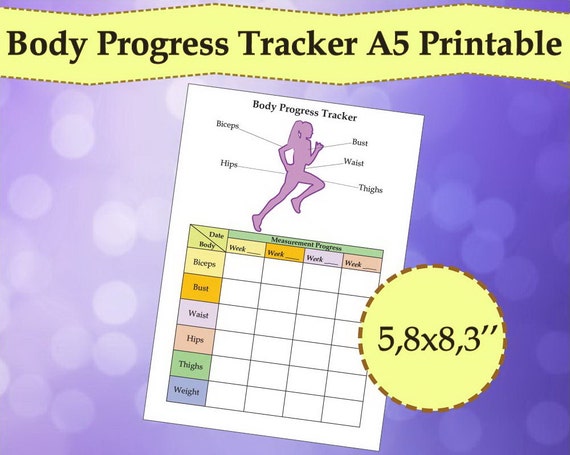 Body Tracker Measurement Tracker A5 Planner Printable Weight