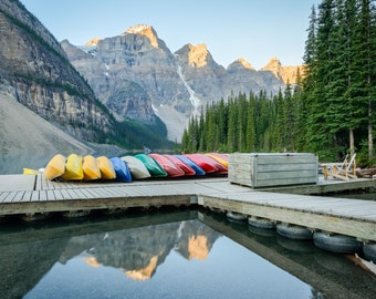 Banff Canada Landscape Photography Print - Canadian Rockies Sunrise Moraine Lake - Mounted / Hanging Options - 11x14 16x20 20x30 24x36 30x45