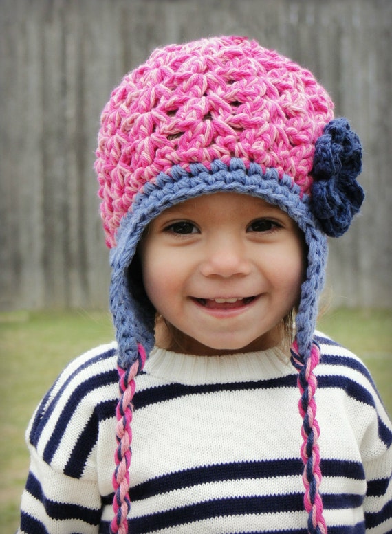 Crochet Baby Hat kids hat crochet earflap hat little girls