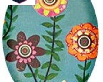 1 cabochon glass 25mm x 18mm flowers theme