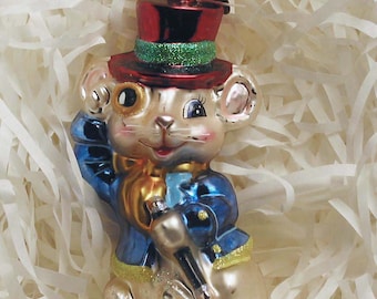 RETIRED - Rare Christopher Radko Mouse ornament - Mouse About Town - Hand Made in Poland #1011036