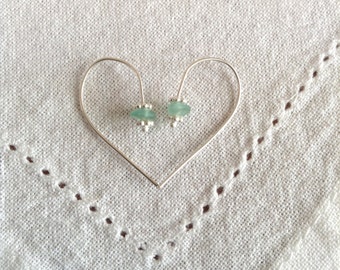 Turquoise Seaglass and Sterling Silver Earrings