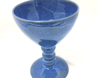 Bright Blue Ceramic Goblet, Wine Glass