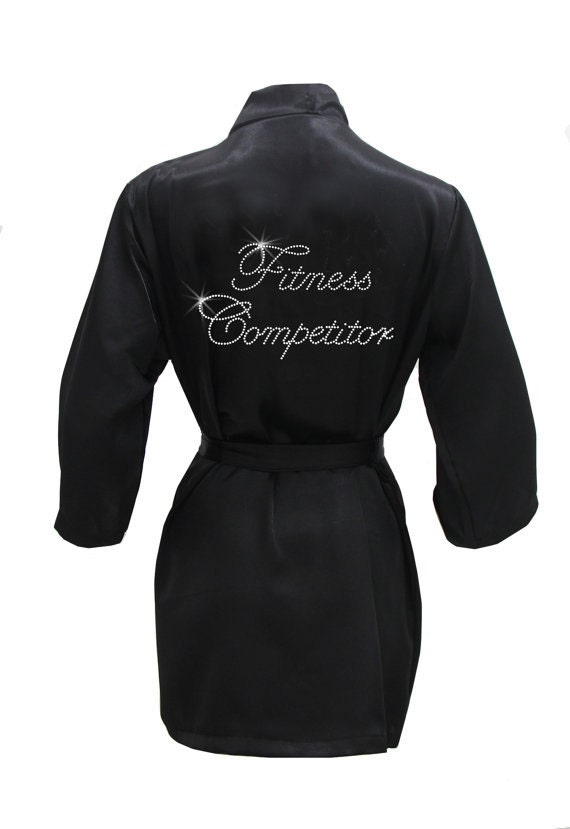 Fitness Competitor Robe with Rhinestone Crystals Fitness